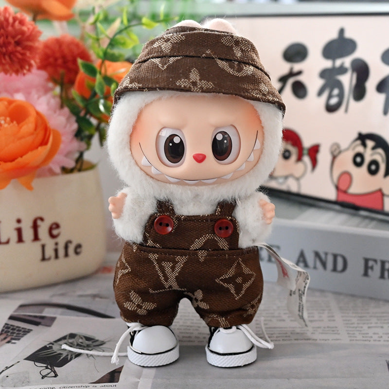 Only clothes] 17cm labubu doll vinyl pendant doll tide brand Macaron Labubu for doll
