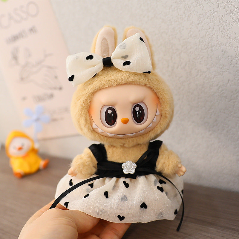The first and second generation labubu labubu sit party vinyl doll blind box pendant doll clothes for wedding dress skirt