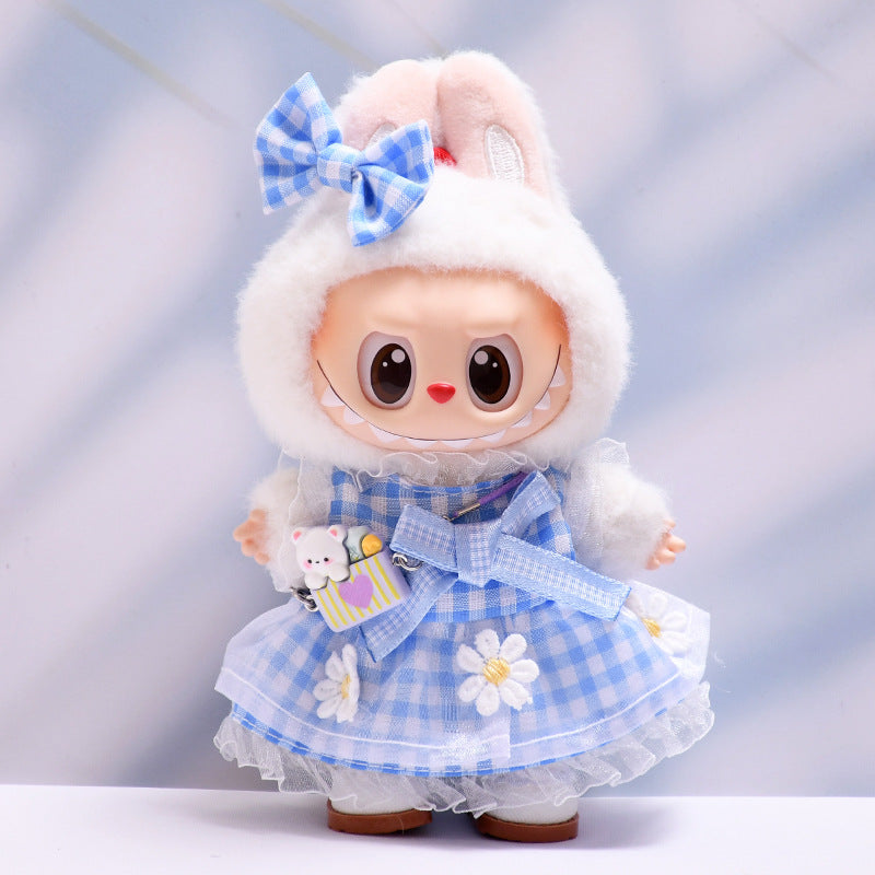 Only baby clothes] one or two generation pendant labubu clothes daisy plaid skirt suit cloth baby clothes