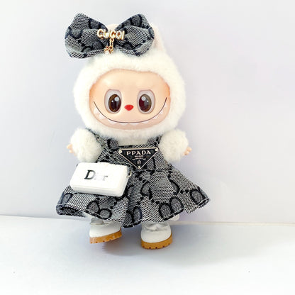 Labubu Doll Outfit - 17cm Party Clothes Set with Skirt, Suspenders & Accessories