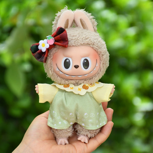 Labubu Doll Strawberry Belle Jumpsuit Outfit for 17cm Vinyl Doll