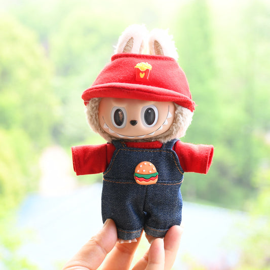 Labubu Doll Outfit - Hamburg Suspenders Hat for 17cm Vinyl Doll