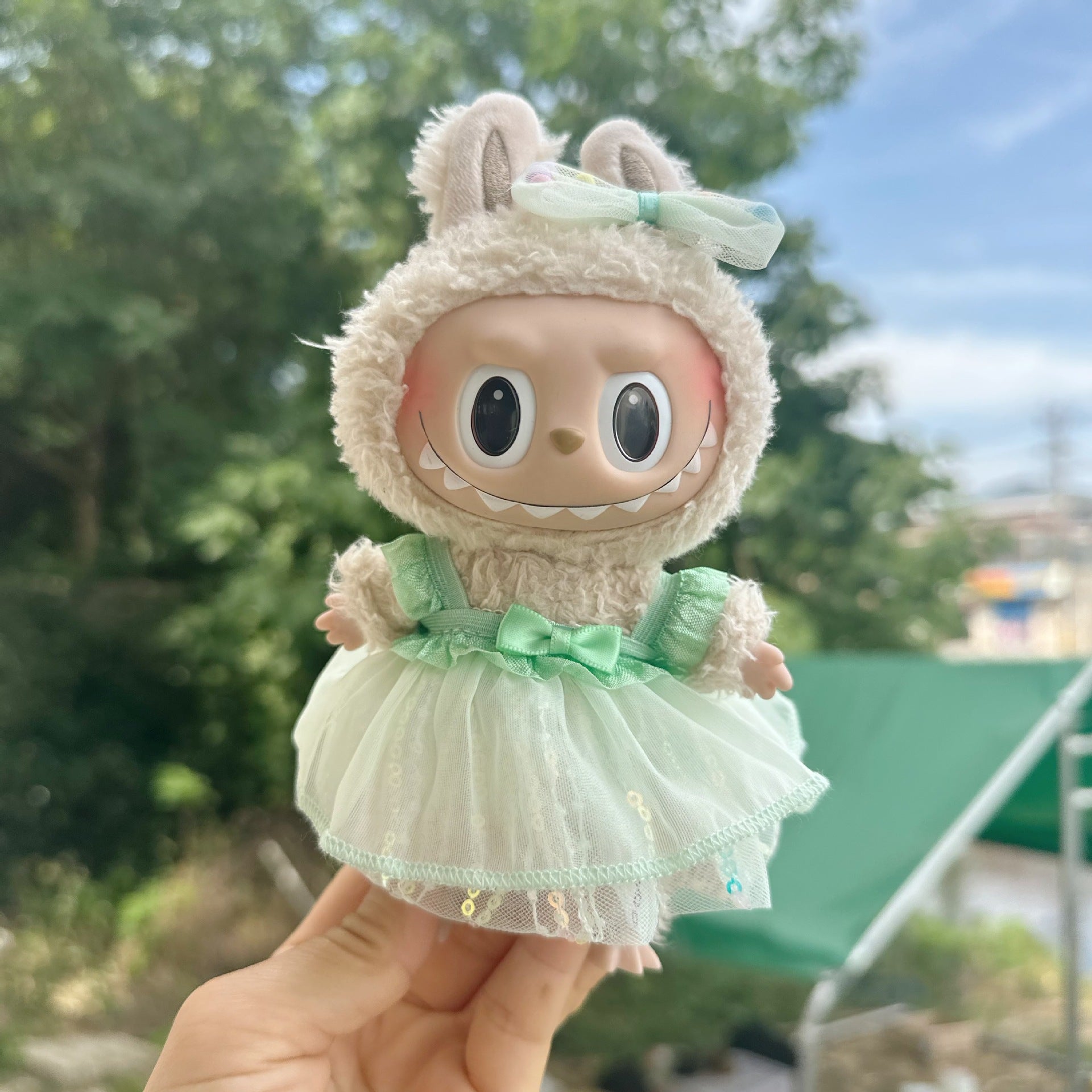 Only clothes] 17CM pendant cloth cloth clothes candy gauze skirt color bow suit LABUBU doll new