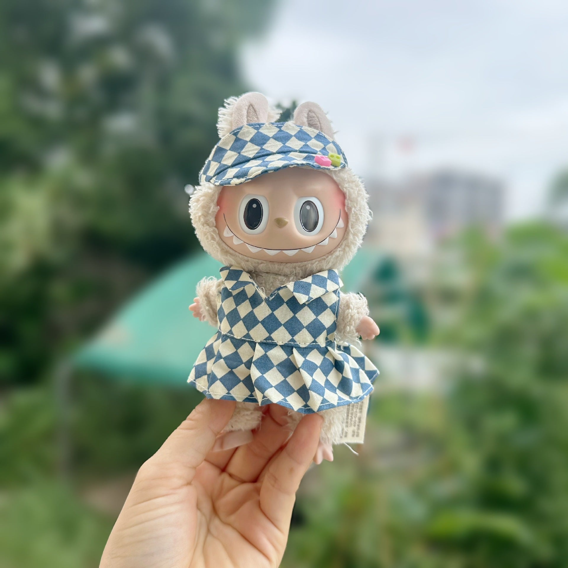 Only clothes] 17CM pendant cloth cloth clothes blind box LABUBU doll rhombus strap skirt suit new product