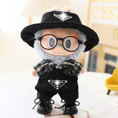 Generation II 17cm Labubu Labubu Doll Vinyl Blind Box Pendant Sitting Party Fashion suit Hat Shoes