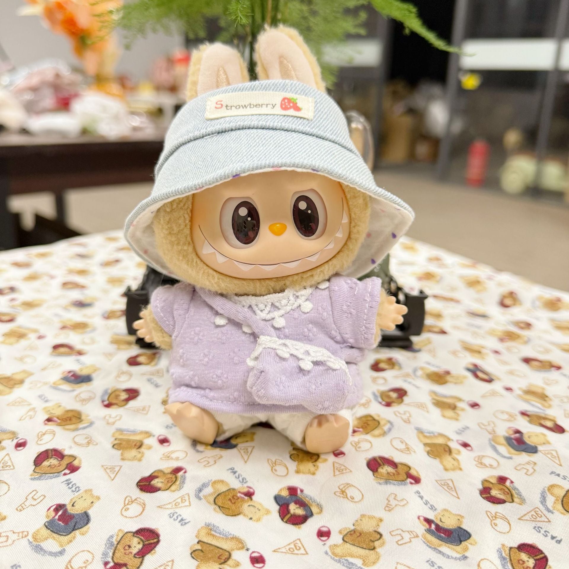The first and second generation of blind box vinyl rag cloth pendant clothes LABUBU doll for green pink wave peas clothing