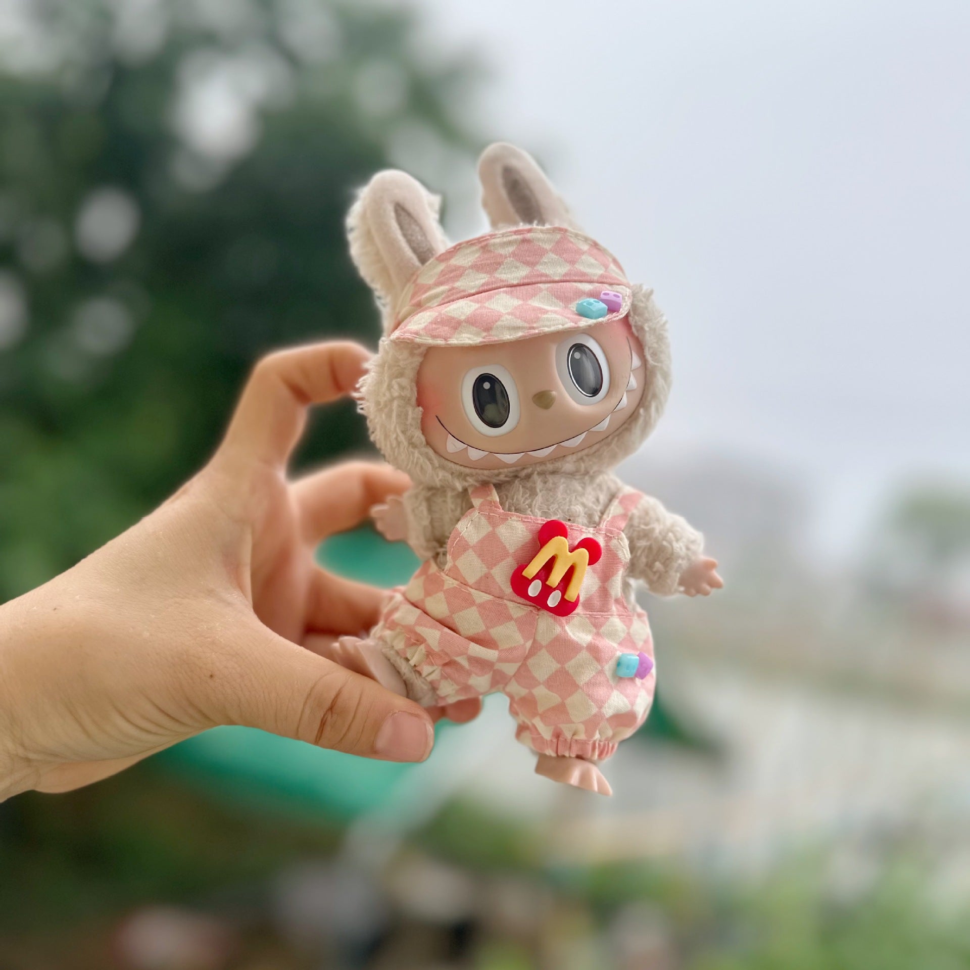 Only clothes] 17CM pendant cloth cloth clothes blind box LABUBU doll rhombus strap skirt suit new product