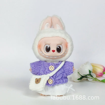 Labubu Doll Outfit - 17cm Sweater, Skirt & Bag Set for 1st-3rd Gen