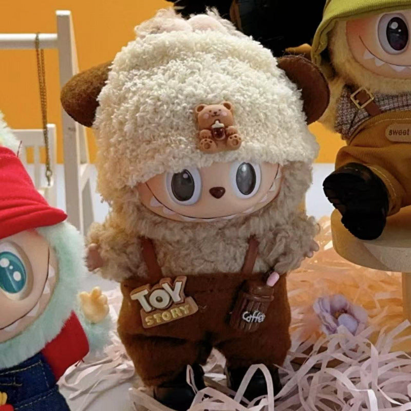 Rab cloth doll labubu17cm pendant one or two generations of vinyl plush doll suit accessories for clothes