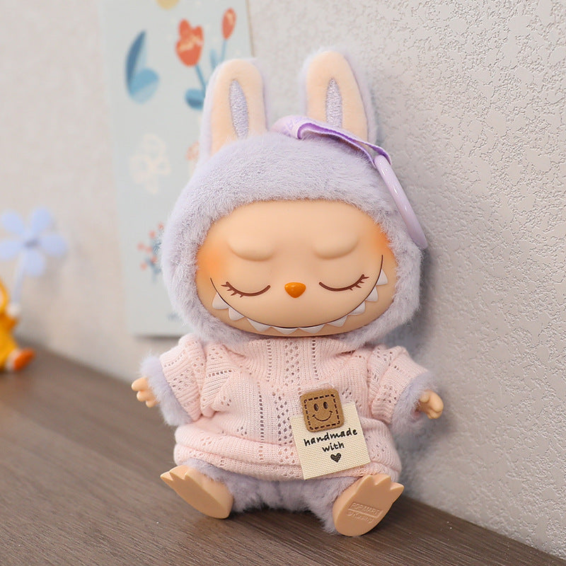 LABUBU Sitting Party Doll Rab Bub Macaron 2nd Generation Sitting Vinyl Doll Dress Dress for Dress