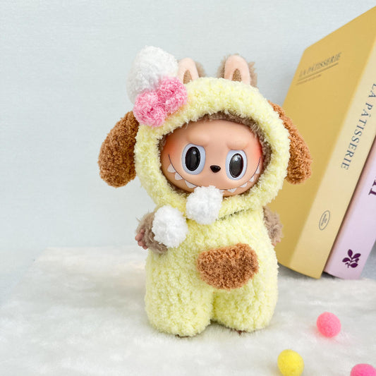 17cm Labubu Doll Macaron Outfit - Light Yellow