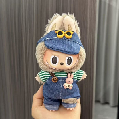 Rab cloth doll labubu17cm pendant one or two generations of vinyl plush doll suit accessories for clothes