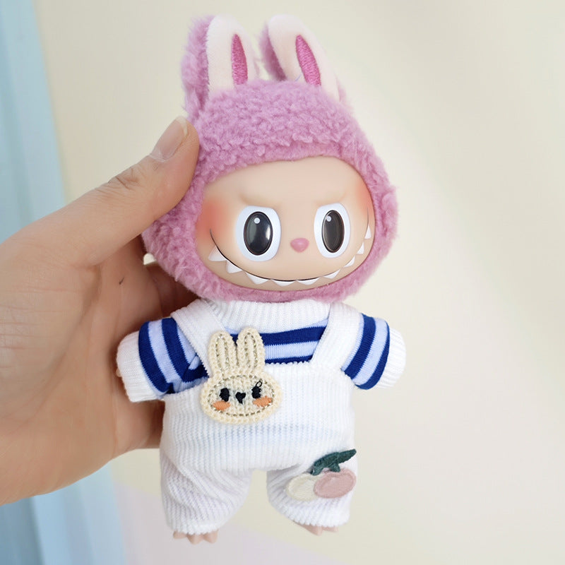 The suspenders are suit suitable for cloth pendant clothes to replace the 17cm Macaron vinyl Labubu doll clothes.