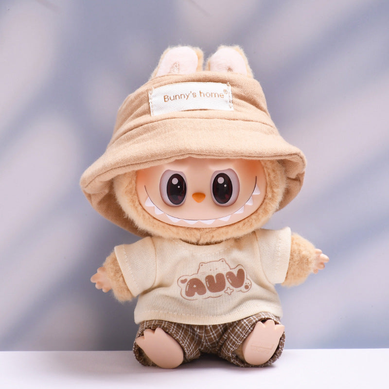 Only clothes] the first and second generation of cloth pendant plaid suspenders suit vinyl Labubu baby clothes