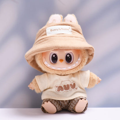 Only clothes] the first and second generation of cloth pendant plaid suspenders suit vinyl Labubu baby clothes