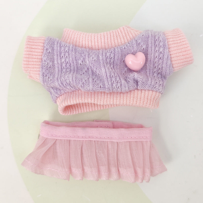 [Clothes Only] Sweater Lace Skirt Suitable for 17cm Rags Pendant Clothes to Replace Keychain Doll Clothes