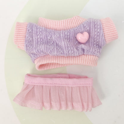 [Clothes Only] Sweater Lace Skirt Suitable for 17cm Rags Pendant Clothes to Replace Keychain Doll Clothes