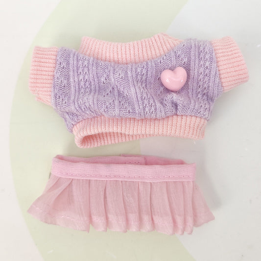 [Clothes Only] Sweater Lace Skirt Suitable for 17cm Rags Pendant Clothes to Replace Keychain Doll Clothes