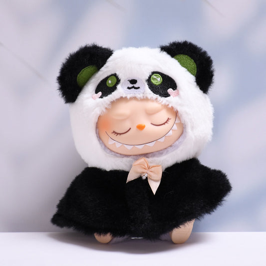Labubu Doll Cloak Outfit - Black Cat & Panda Style for Pendant Dolls