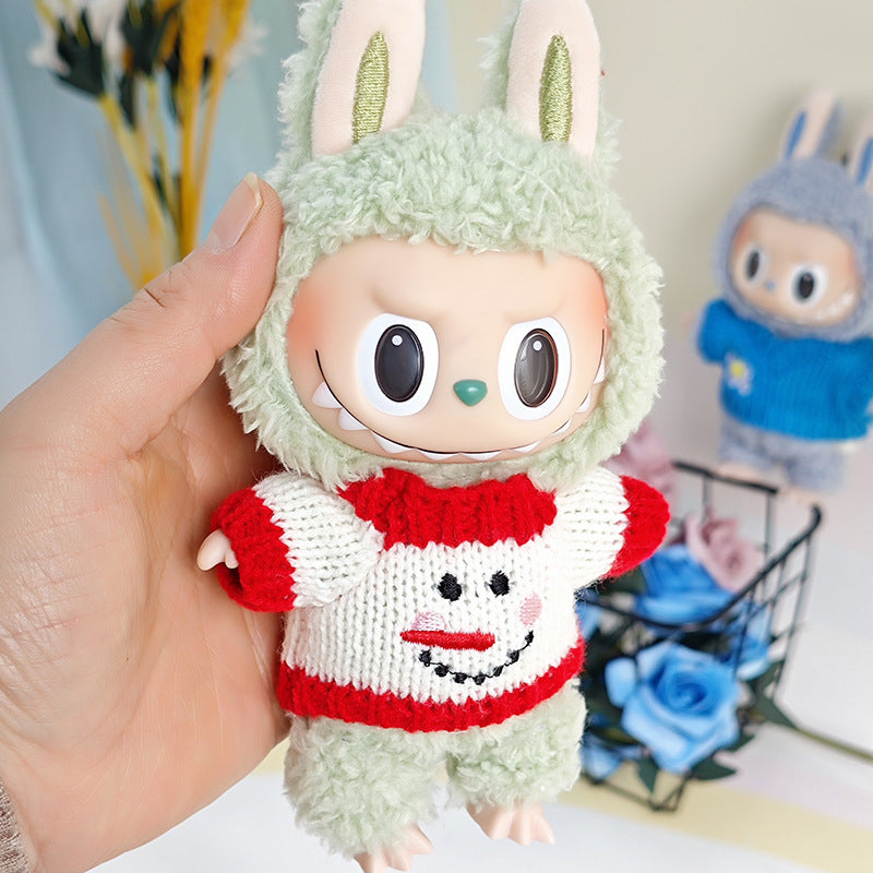 Sweater suitable for pulling cloth pendant clothes for knitted sweater 17cm labubu pendant doll clothes replacement