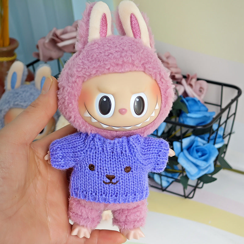 Sweater suitable for pulling cloth pendant clothes for knitted sweater 17cm labubu pendant doll clothes replacement