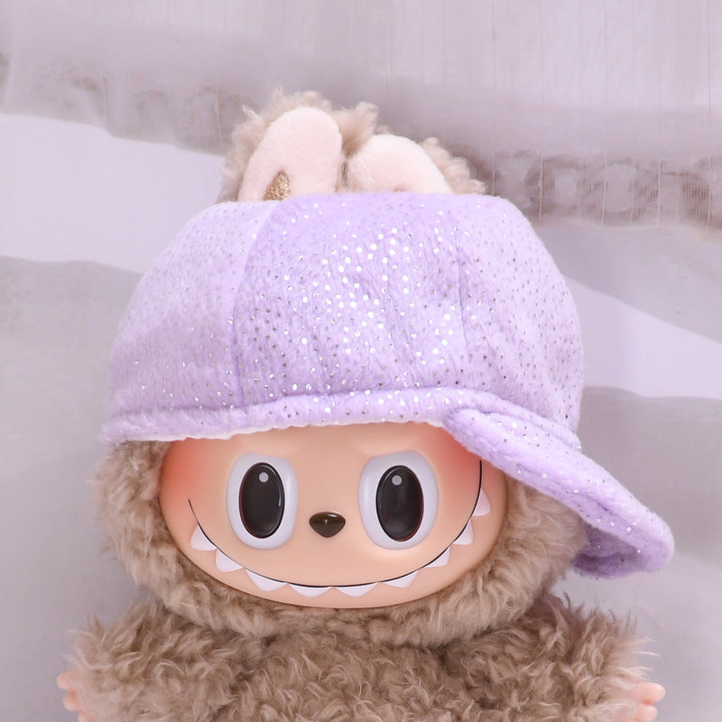 Only hat] 17cm cloth cloth pendant clothing accessories hat cap key chain labubu doll accessories