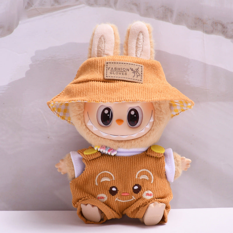 Labubu Doll Overalls Set - 3-Piece Outfit for 2nd Gen Pendant Vinyl Dolls