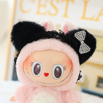 17cm labubu doll coat generation 2 labubu sitting party for leather jacket coat skirt hat shoes