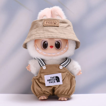 Labubu Doll Overalls & Hat Set - Trendy Outfit for 1st & 2nd Gen Pendant Labubu