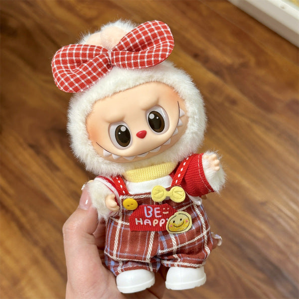 [Only Clothes] 17cm Blind Box Labubu Handmade Frog Piggy Stuffed Christmas Suit Labubu Hanging