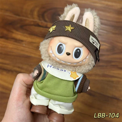 Labubu Wearable Baby Clothes Vinyl Labubu 17cm Doll Cute Dress-Up Casual Suit Skirt Plush Clothes