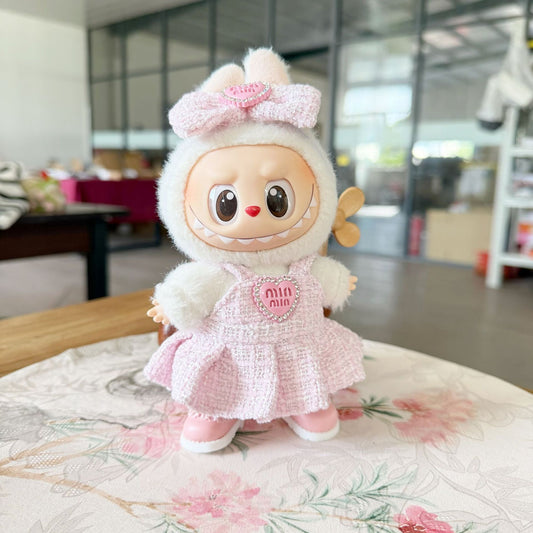 Only clothes] pendant pull cloth doll clothes one or two generations of LABUBU for light pink diamond MIN fragrant style skirt sweet