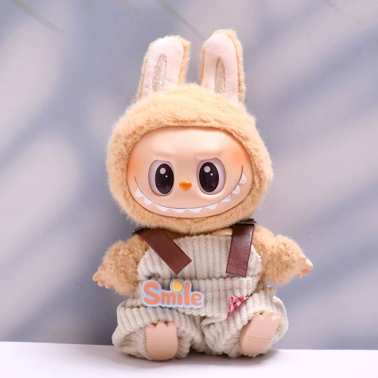 Clothes Only] First and Second Generation Pendants, Labubu Clothes, Rainbow Overalls Suit, Woolen Hat, Labubu Baby Clothes