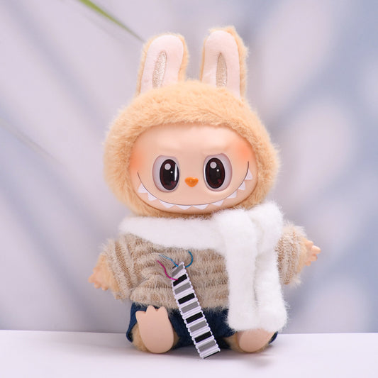 Labubu Doll Clothes - Mao Mao Striped Scarf Set & Snow White Beanie