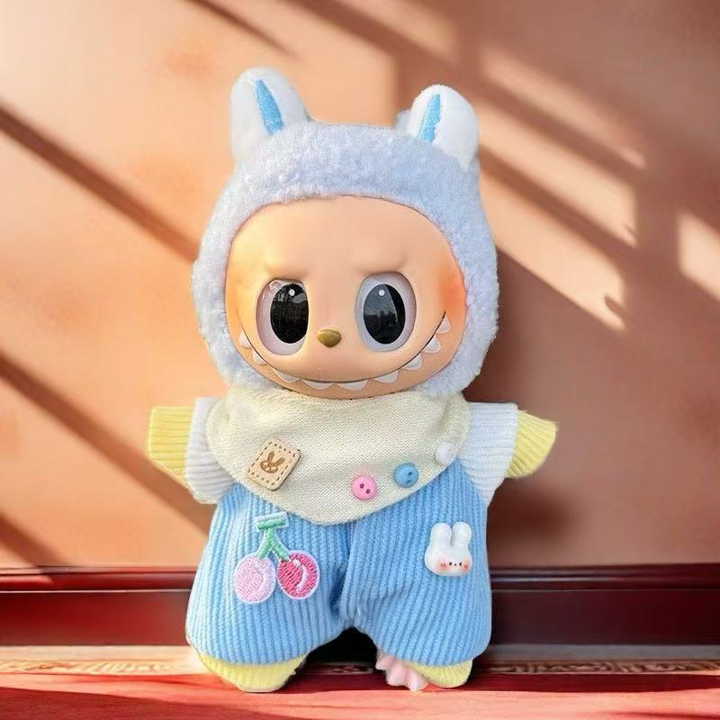 Wholesale labubu labubo doll clothes 17cm blind box pendant one or two generation vinyl doll replacement clothes suit
