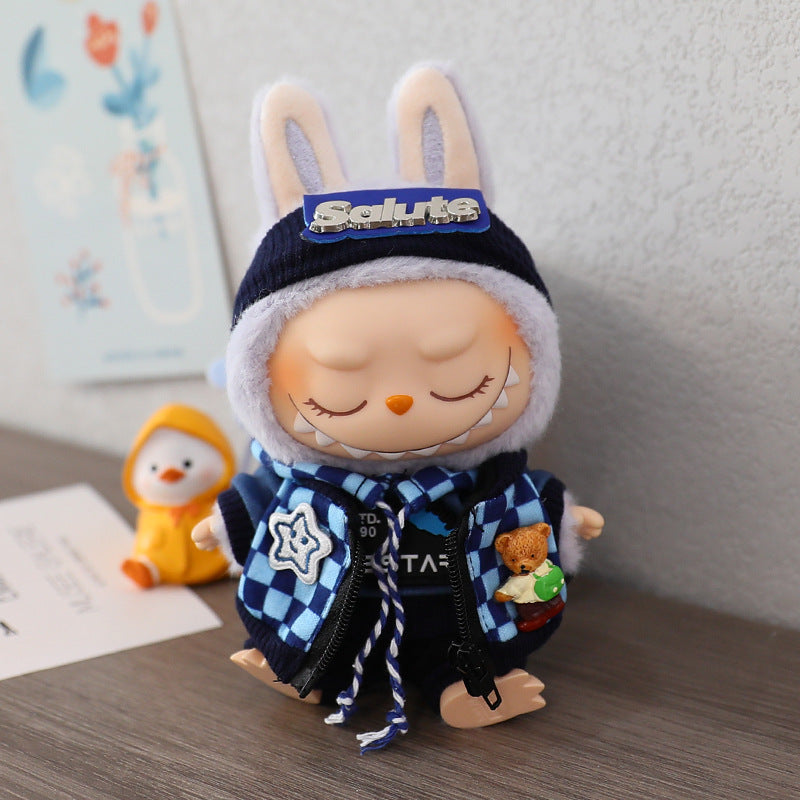 LABUBU Sitting Party Doll Rab Bub Macaron 2nd Generation Sitting Vinyl Doll Dress Dress for Dress