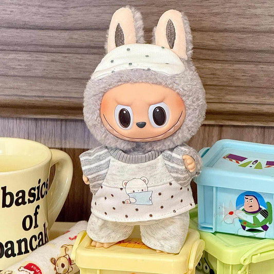 18cm Labubu Doll Clothes Vinyl Doll Clothes Dopamine Suit Heart-Warming Macaron First and Second Generation Labubu Wear