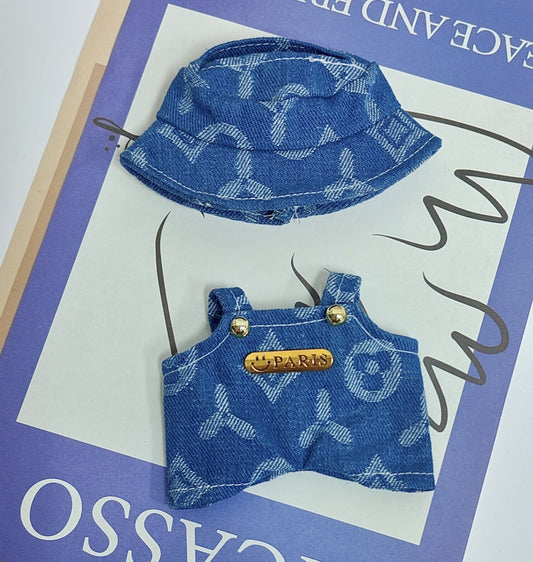 Labubu Doll Denim Overalls & Skirt Suit for 17cm Vinyl Doll