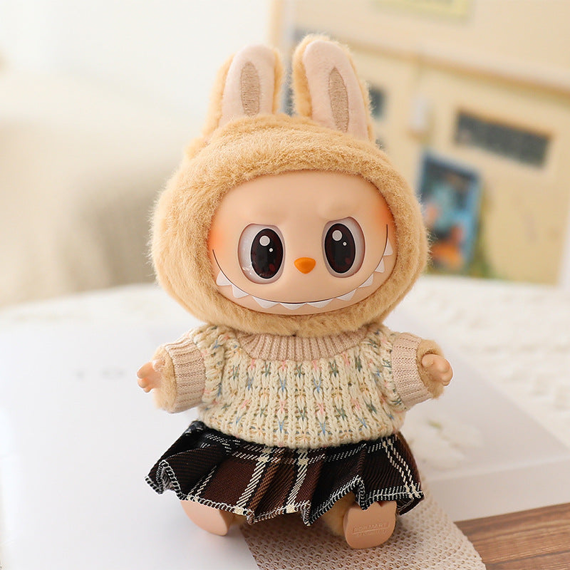 The second generation of Labubu blind box pendant clothes sit party pull cloth doll clothes for JK pleated skirt suit