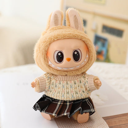 The second generation of Labubu blind box pendant clothes sit party pull cloth doll clothes for JK pleated skirt suit