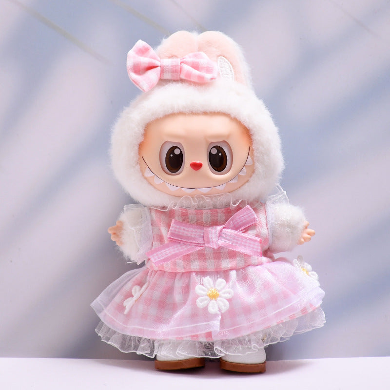 Only baby clothes] one or two generation pendant labubu clothes daisy plaid skirt suit cloth baby clothes
