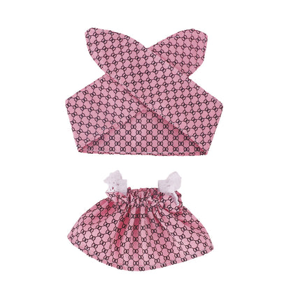 Labubu Doll Floral Dress with Hair Accessories for Sitting Party