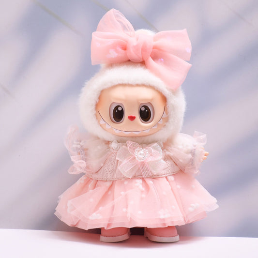 Only baby clothes] one or two generation pendant labubu clothes powder flower gauze skirt suit labubu baby clothes