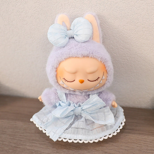 The first and second generation of blind box with Labubu doll clothes plush vinyl face doll pendant pull cloth sit party series