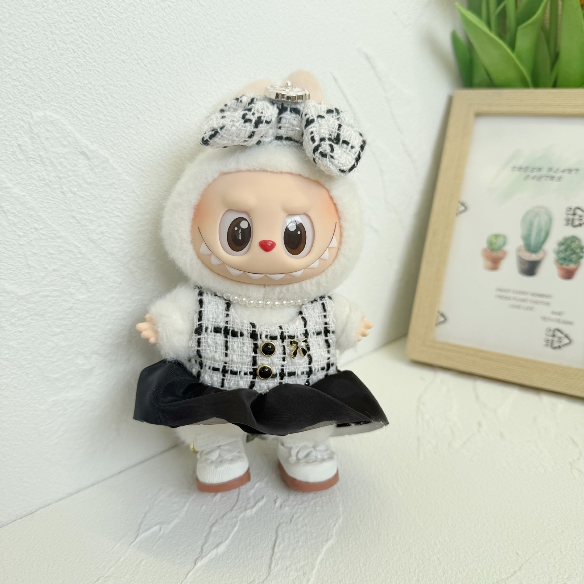 First and Second Generation Blind Box Labubu Doll Clothes Vinyl Pendant Labubu Sitting Party Clothes Lady Small Fragrance Suit
