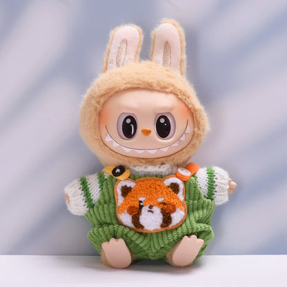 Labubu Doll Overalls Outfit - Persimmon, Fox, Apple, Biscuit Colors
