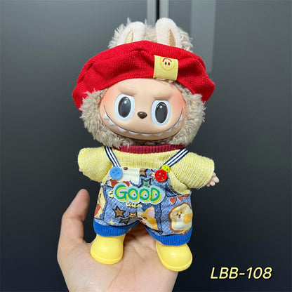 Labubu Doll Vinyl Rab 17cm Doll Cute Dress Casual suit Skirt Plush Toy Clothes