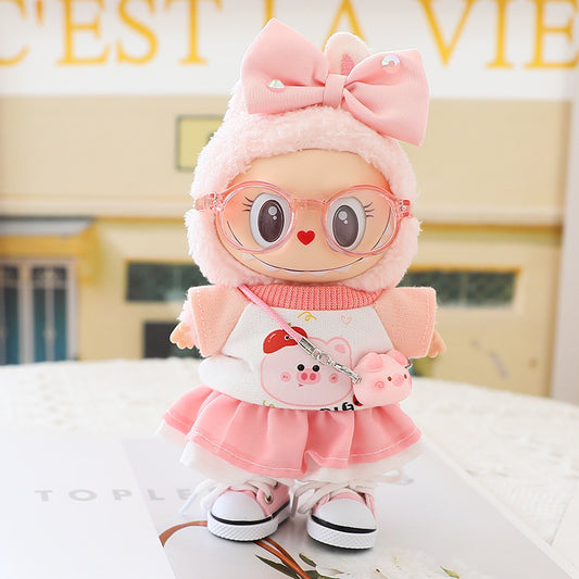 Labubu Doll Powder Skirt Sitting Party Labubu One or Two Generation Vinyl Blind Box Replacement Clothes Suspender Pants Hat Shoes