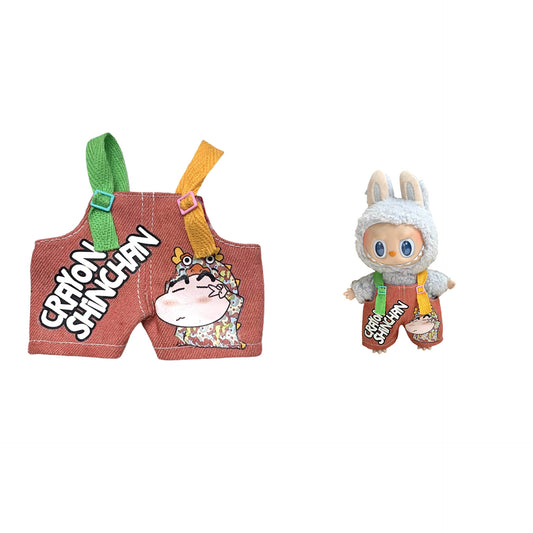 Labubu Doll Crayon Shin-chan Overalls Outfit with Accessories for 17cm Doll