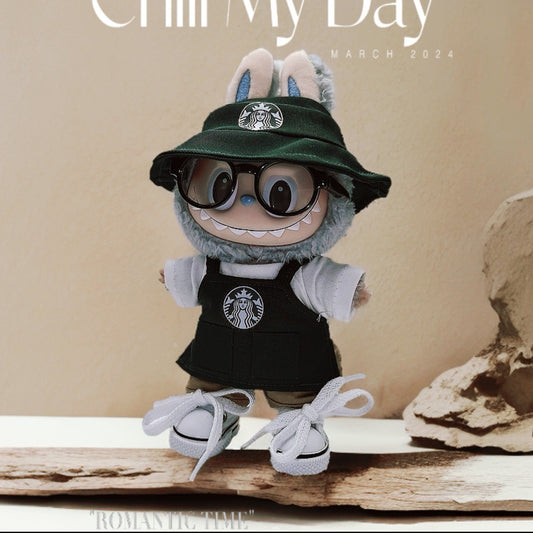 Labubu Doll Starbucks Outfit Set for 17cm Vinyl Doll